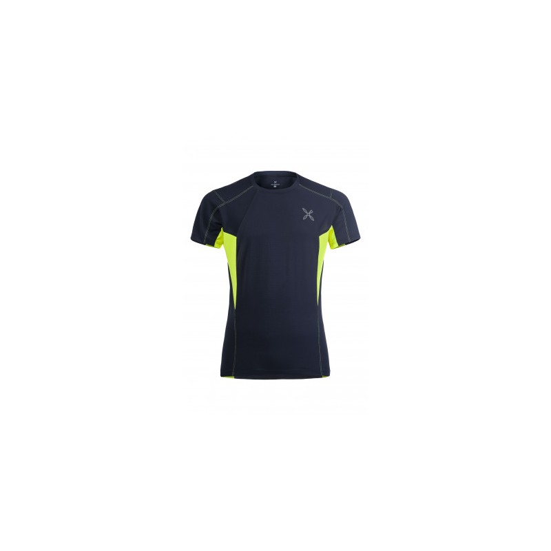 OUTDOOR PERFORM  T-SHIRT - BLU NOTTE/GIALLO FLUO